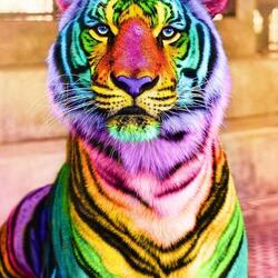 Пазл: Радужный тигр