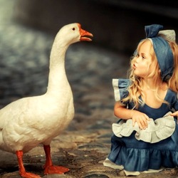 Пазл: Девочка и гусь
