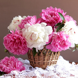 Пазл: Пионы в корзинке