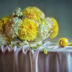 Пазл: Лимонные хризантемы