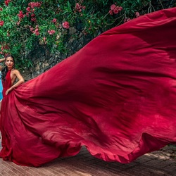 Пазл: В красном платье у моря