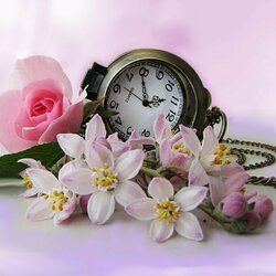 Пазл: Часы с цветами
