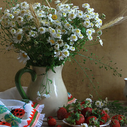 Пазл: Ромашки и клубника