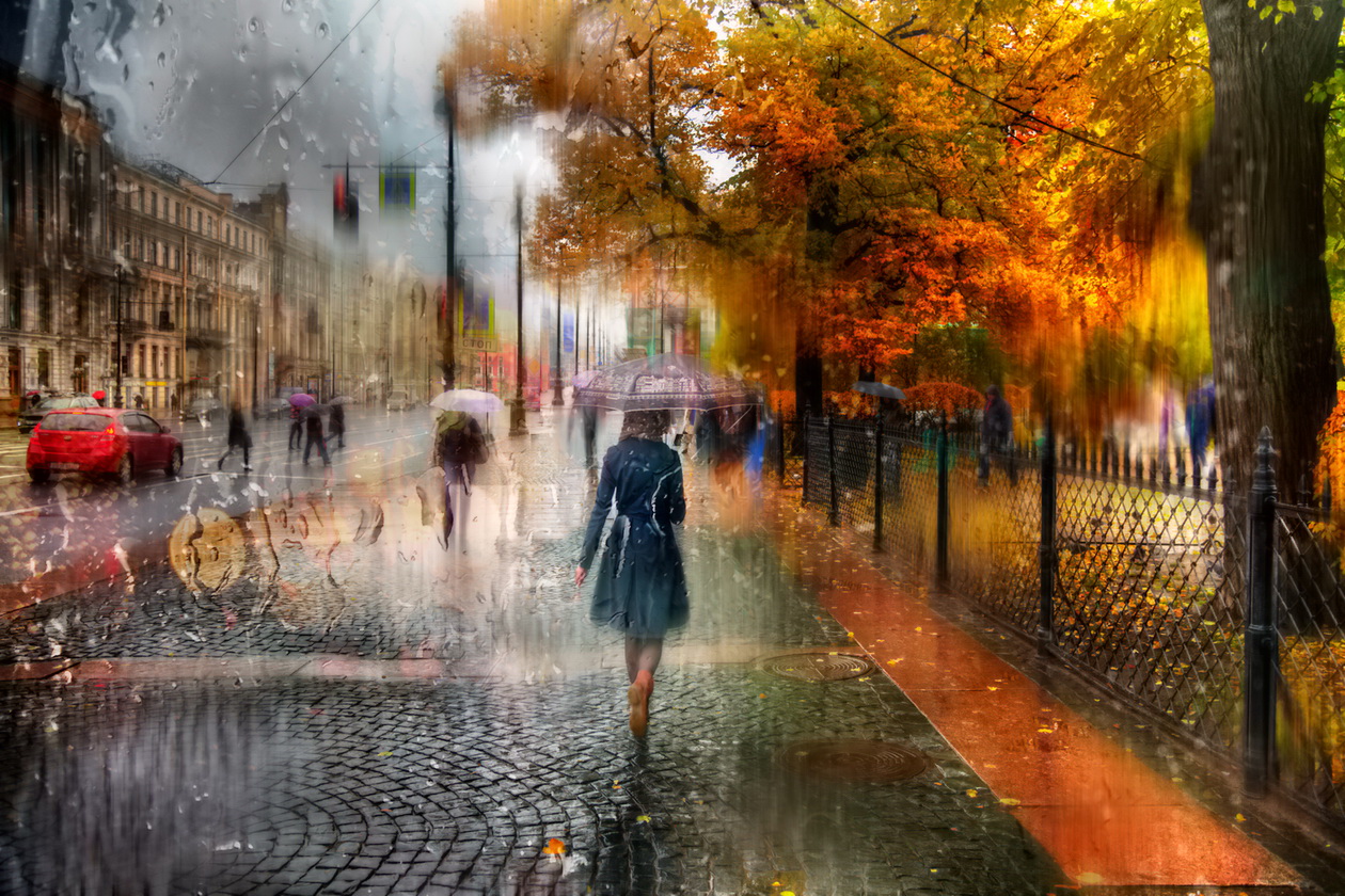 Осенний дождливый город