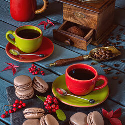 Пазл: Кофе и домашние шоколадные макаруны