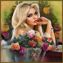 Пазл: Девушка с розами