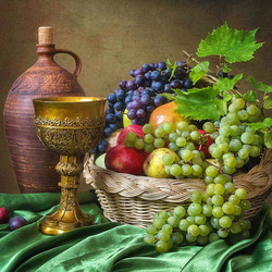 Пазл: Натюрморт с фруктами и вином