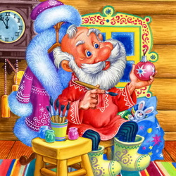 Пазл: Дед Мороз -художник