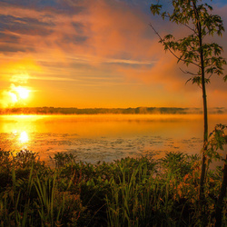 Пазл: Рассвет над озером