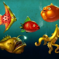 Пазл: Фруктовые рыбки
