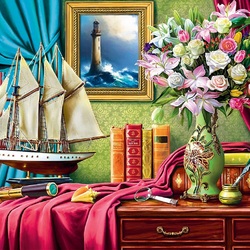 Пазл: Букет у окна