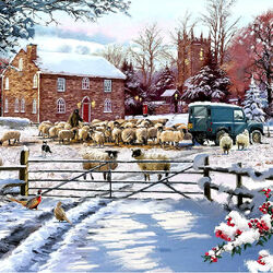 Пазл: Овцы зимой