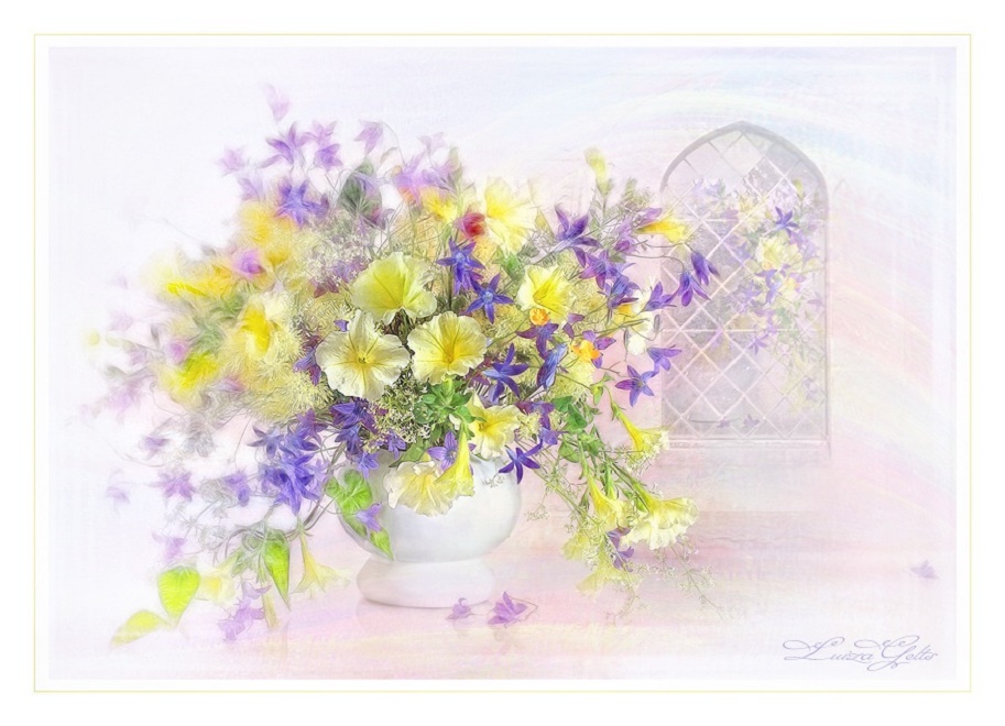 С днем рождения открытки с весенними цветами. Luiza gelts картины.