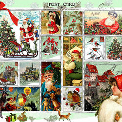 Пазл: Винтажные рождественские марки