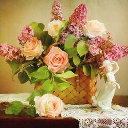 Пазл: Корзина с цветами