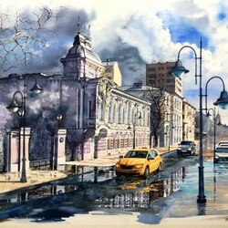 Пазл: Улица после дождя