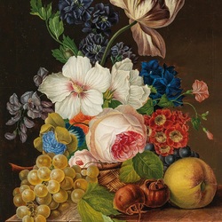 Пазл: Цветы и фрукты