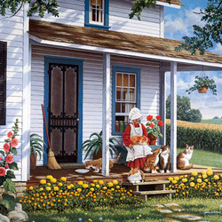 Пазл: На крылечке 