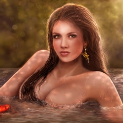 Пазл: Русалка, плавающая в сумерках