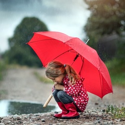 Пазл: Красный зонтик