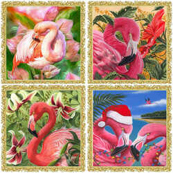 Пазл: Розовые фламинго
