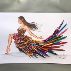 Пазл: Платье из цветных карандашей