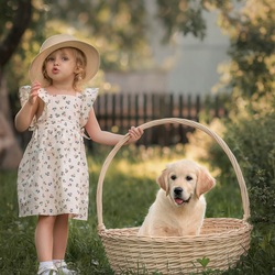 Пазл: Корзина со щенком