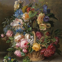 Пазл: Букет цветов в корзине