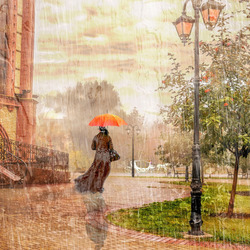 Пазл: Дождь на улицах города