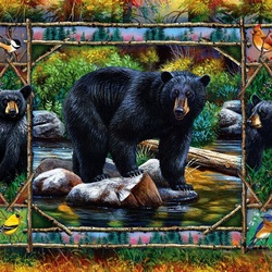 Пазл: Чёрные медведи