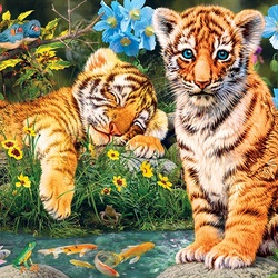 Пазл: Сколько тигров на картинке
