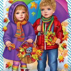 Пазл: Дети под зонтом