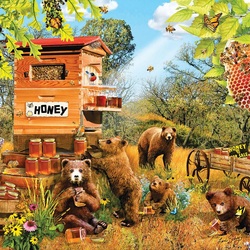 Пазл: Мишки очень любят мёд
