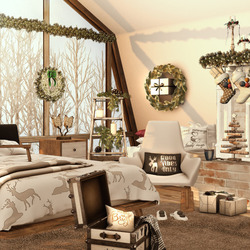 Пазл: Новогодний декор спальни