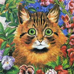 Пазл: Котенок в цветах