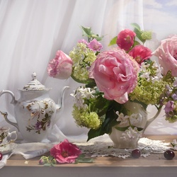 Пазл: Розовый букет на память лета 