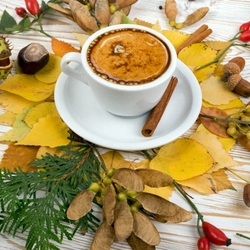 Пазл: Кофе и осенние листья