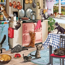 Пазл: Коты на кухне