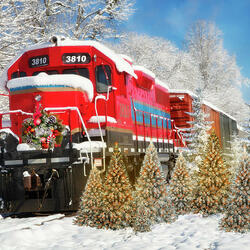 Пазл: Поезд в снегу