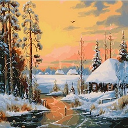 Пазл: Зима в деревне