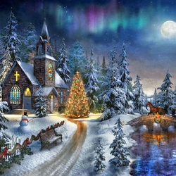Пазл: Церковь в полночь