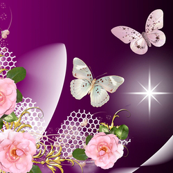 Пазл: Цветы и бабочки