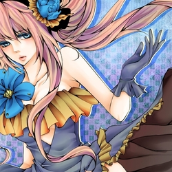 Пазл: Девушка с голубыми цветами