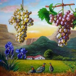 Пазл: Пейзаж с виноградом