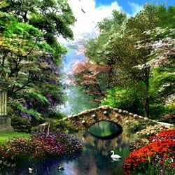 Пазл: Беседка у ручья