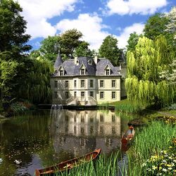 Пазл: Водный сад у замка