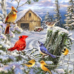 Пазл: Птицы зимой