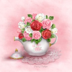 Пазл: Розы на розовом фоне