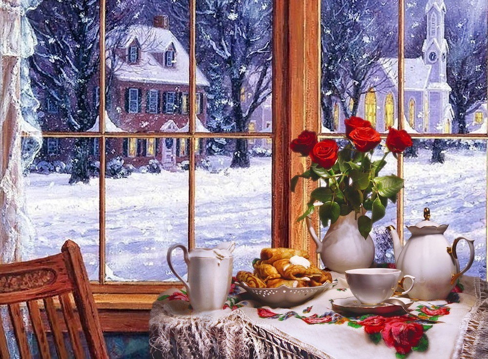 Снова за окном зима и мороз на столе рисую замок из грез