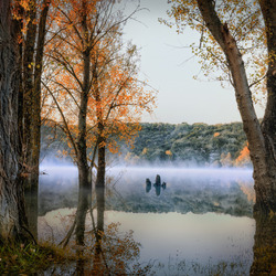 Пазл: Осенний лес и озеро